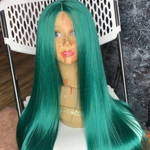 30” synthetic green wig ✨